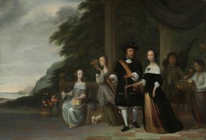 Pieter Cnoll en Cornelia van Nijenrode, hun twee dochters Catharina en Hester, de tot slaaf gemaakte Surapati en een tot slaaf gemaakte vrouw door Jacob Coeman