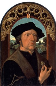 Portret van een man. Portret van een Nederlandse bourgeois, met een zilveren sieraad in de hand