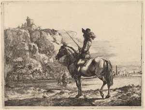 Rivierlandschap met Ruiter door Jacob Duck