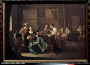Het concert. Schilderij door Jacob Duck (1600 - 1660) Ec. Flam. door Jacob Duck