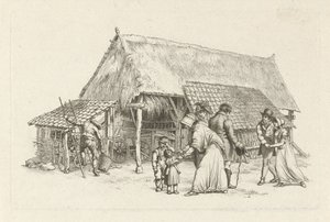Gezelschap voor een boerenschuur door Jacob Ernst Marcus