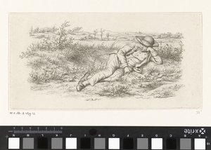 Liggende man in een landschap door Jacob Ernst Marcus