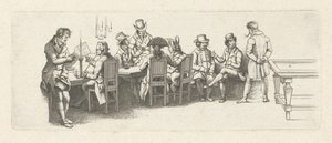 Mannen in een koffiehuis met een biljart door Jacob Ernst Marcus
