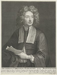 Portret van de Componist en Violist Arcangelo Corelli 1653-1713 door Jacob Folkema