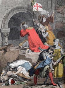 Godefroy de Bouillon (1058-1100) bij het Heilig Graf, in 1099 - Godfried van Bouillon bij het Heilig Graf door Deininger