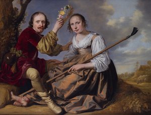 Een paar in een pastorale landschap door Jacob Gerritsz Cuyp
