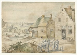 Landschap met de barmhartige Samaritaan