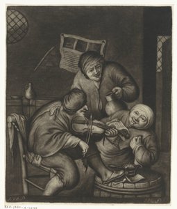 Twee mannen en een vioolspeler door Jacob Hoolaart