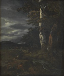 Landschap met een jachttafereel door Jacob van Ruisdael