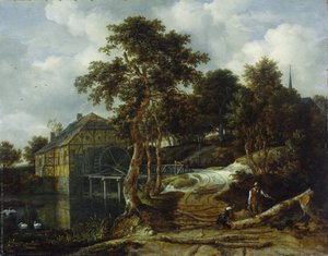 Landschap met watermolen door Jacob van Ruisdael