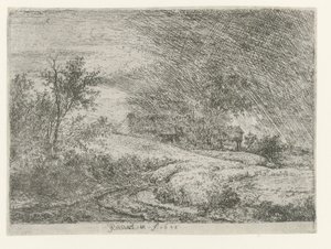 Landschap met een boerderij door Jacob van Ruisdael