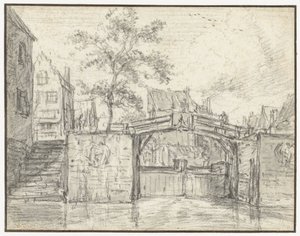 De Oude Haarlemmersluis op de Martelaarsgracht, Amsterdam door Jacob van Ruisdael