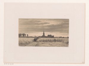 Begrafenisstoet in een korenveld