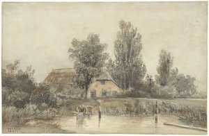 Boerderij en een wassende vrouw