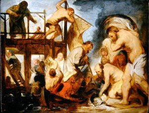 Schets voor Sint-Pieter die de belastingmunt in de mond van de vis vindt