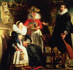 De kunstenaar en zijn familie in een tuin door Jacob Jordaens
