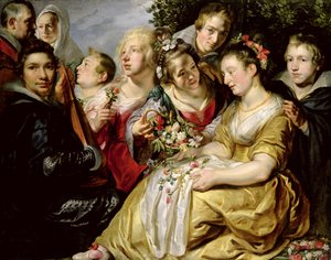 De kunstenaar met de familie van zijn schoonvader Adam Van Noort