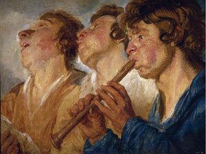 Drie straatmuzikanten door Jacob Jordaens