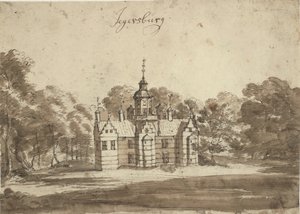 De badhuis bij Frederiksborg door Jacob Koninck II