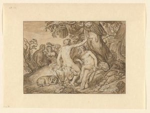 Paris en Oenone of Angelica en Medoro kerven hun namen in een boom door Jacob Lois
