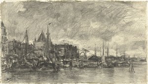 De Buitenkant met de Schreierstoren te Amsterdam door Jacob Maris