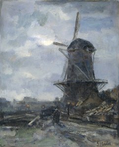 Molen bij maanlicht