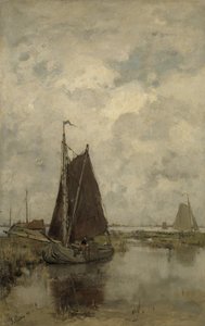 Schepen bij somber weer door Jacob Maris
