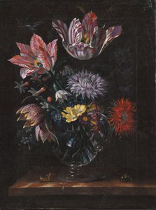 Een glazen vaas met bloemen door Jacob Marrel