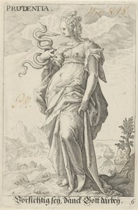 Voorzichtigheid (Prudentia) door Jacob Matham (attributed to)