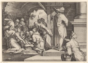 Aanbidding der herders door Jacob Matham