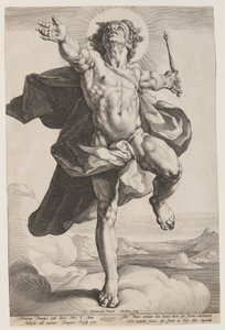 Apollo in de wolken door Jacob Matham