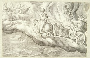 Bacchus en Vulcanus keren terug naar Olympus door Jacob Matham