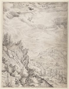 Boheems landschap met koppels en jagers (rechter plaat) door Jacob Matham