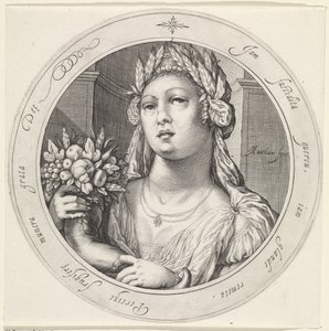 Ceres met cornucopia door Jacob Matham