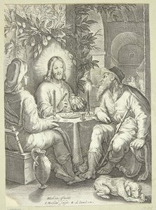 Jezus in Emmaus door Jacob Matham