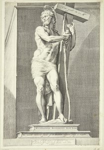 Jezus staande met het kruis door Jacob Matham