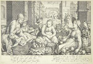 Marktscène in een stad