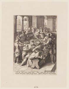 De verloren zoon feestend met hoeren, uit De geschiedenis van de verloren zoon