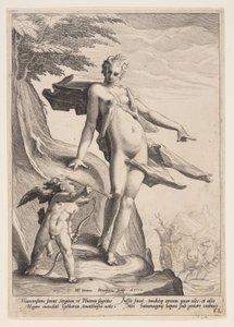 Venus, Cupido en Pluto door Jacob Matham