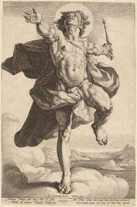 Apollo als Sol door Jacob Matham, after Cornelis Cornelisz van Haarlem
