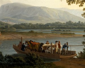 Veerboot op Sele, door Jacob Philipp Hackert