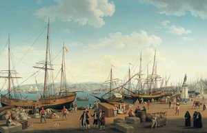 Uitzicht op de haven van Messina, vanaf het Palazzo del Senato
