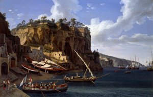 Uitzicht op de Kleine Marina in Sorrento door Jacob Philippe Hackert