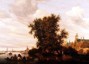 De Maas bij Gorkum door Jacob Salomonsz. (circle of) Ruysdael