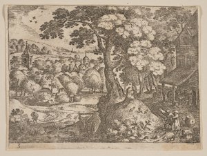 Taverne rechts van een pad, uit Landschappen door Jacob Savery I
