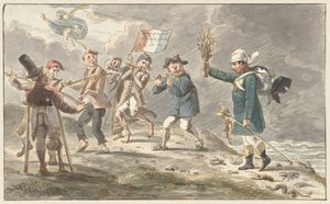 Spotprent op de terugtocht van Napoleon I Bonaparte uit Rusland door Jacob Smies