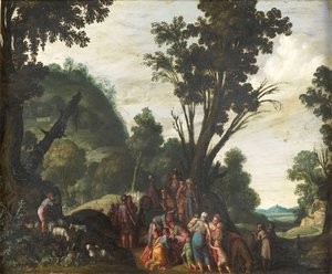 De Ontmoeting van Jacob en Esau (Genesis 33) door Jacob Symonsz Pynas (attributed to)