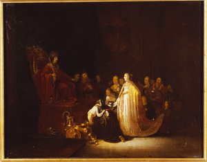 De koningin van Sheba voor koning Salomo door Jacob Willemsz de Wet or Wett