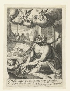 Manasse als berouwvolle zondaar door Jacob de Gheyn (II) (workshop of)