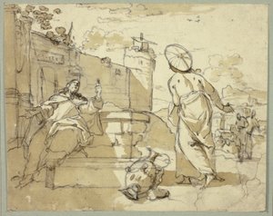 Christus en de Vrouw van Samaria door Jacob de Wit